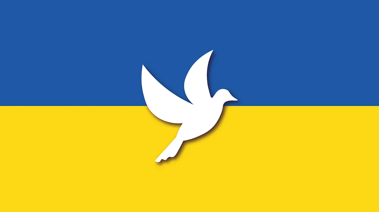 Ukrainas flagg i gult och blått