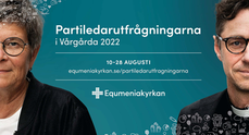 Vårgårda möte partiledarutfrågningar i Vårgårda 2022. Bild på två personer i profil. 